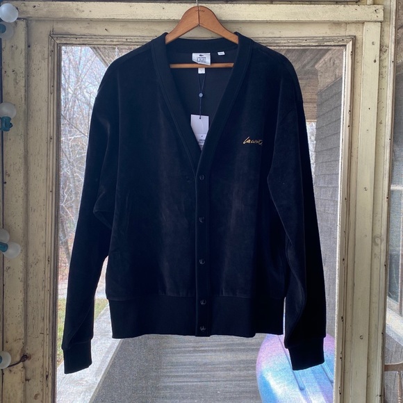 lacoste velour cardigan